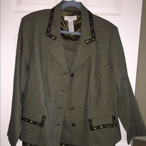 Women’s Black and Cream Skirt Suit